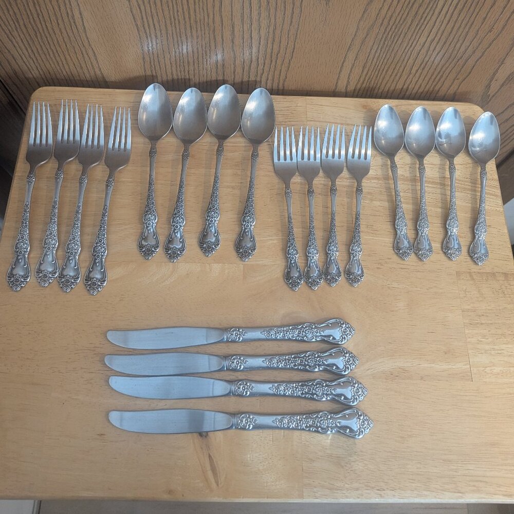 International LA FRANCE Decorator Stainless Silverware Flatware Dinner-20 Piece - Picture 8 of 8